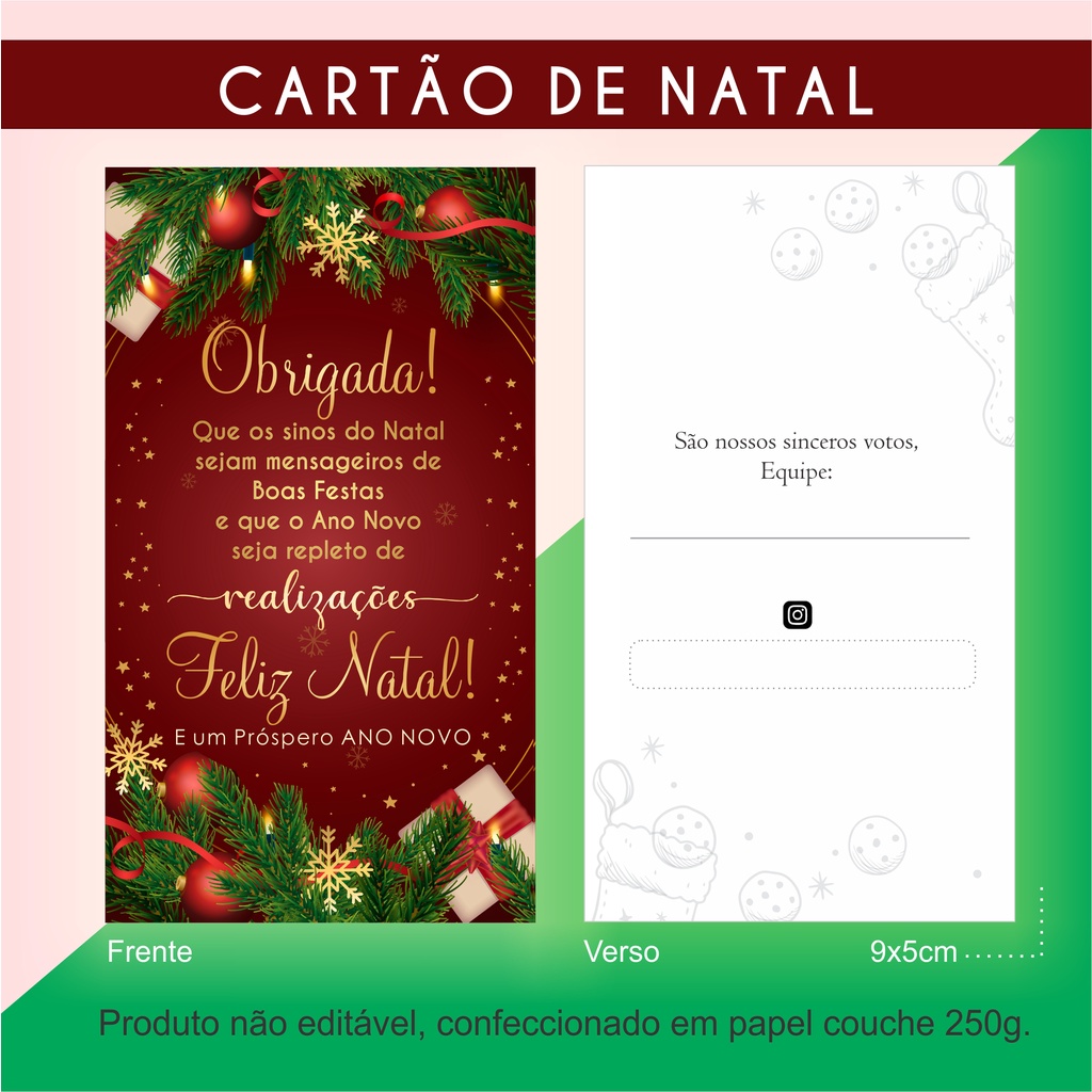 Cartão de Boas Festas: Feliz Natal e Próspero Ano Novo, para