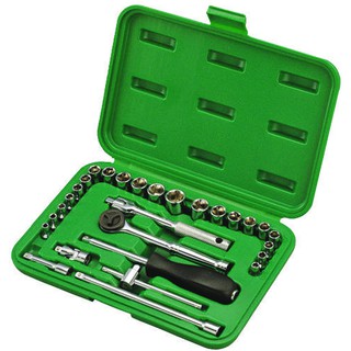 JOGO DE SOQUETE ENC. 1/4  4 A 14MM E 3/16  A 1/2  (28PÇS) Belzer