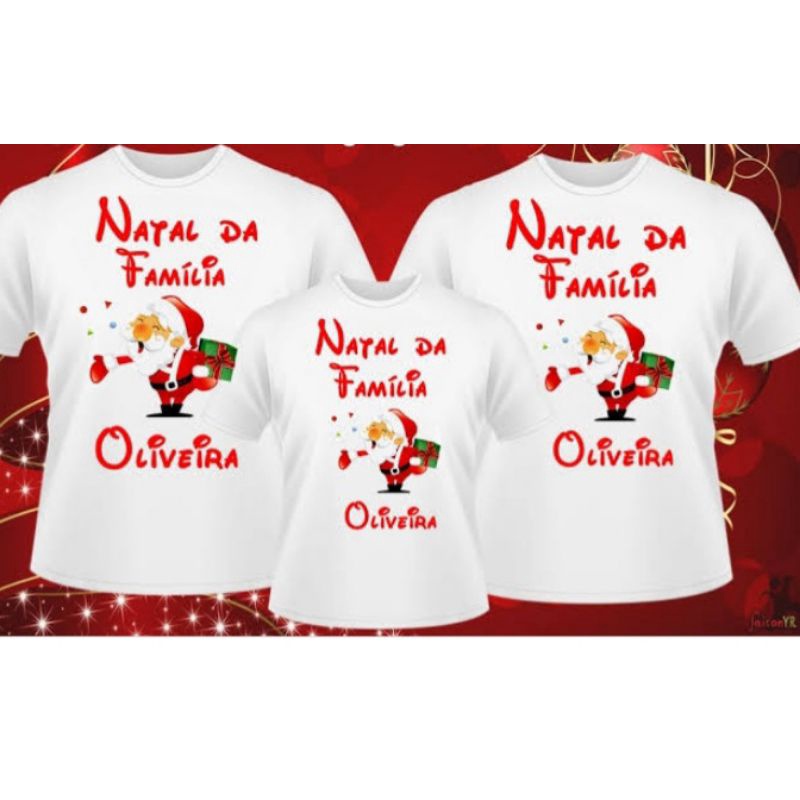 Camisetas Natal Família Personalizadas com o Sobrenome da Família - Monte  seu Kit Conjunto Camisetas Família Natalina