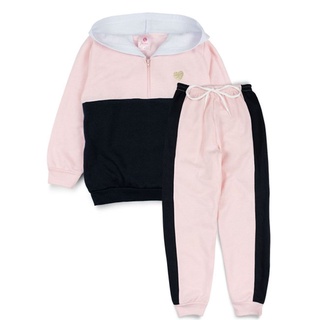 Conjunto Infantil Feminino Moletom C/Capuz e Zíper Rosa 0021- Laluna