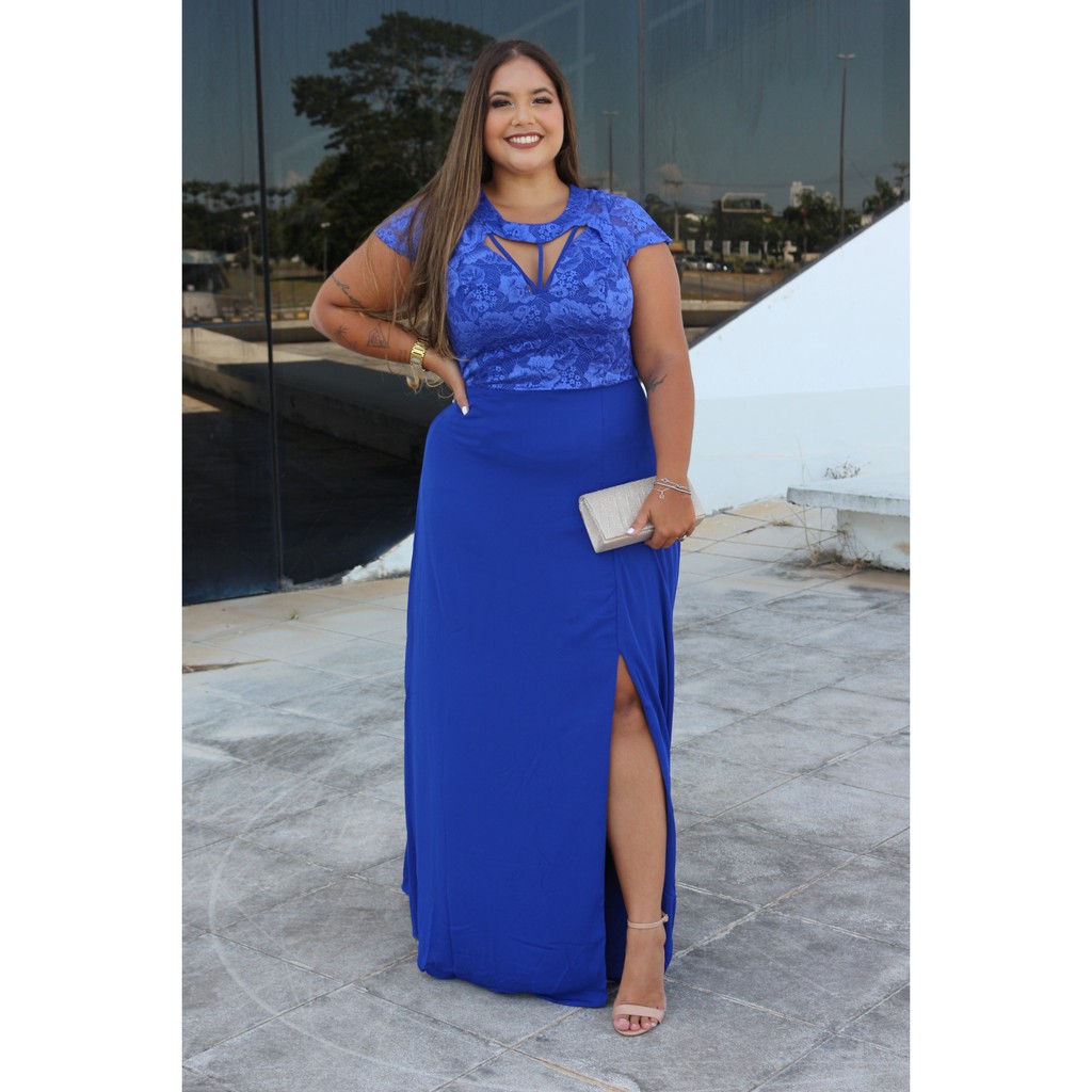 Vestido de madrinha azul royal 2024 plus size