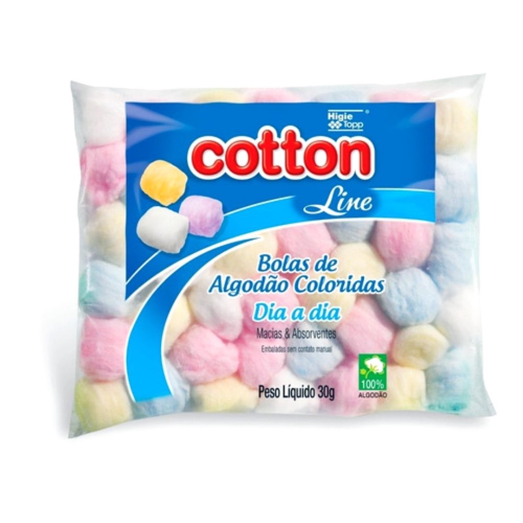 Algodão Bola Cotton Line 30g Pacote C/12 - PRATA DISTRIBUIDORA