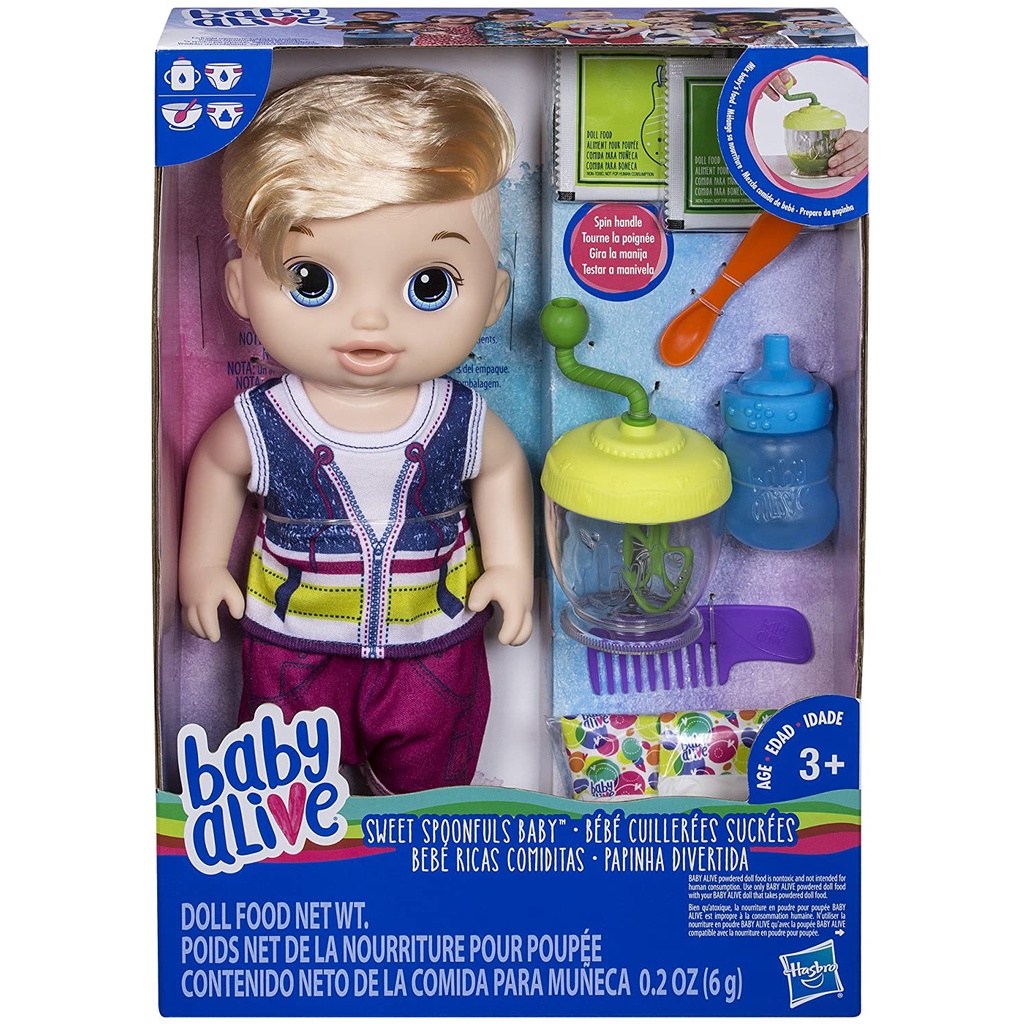 Baby Alive Sweet Spoonfuls Boy Blonde Baby Boy Doll Baby Alive Doces Colheres Menino Loira Bebê Boneco E0635