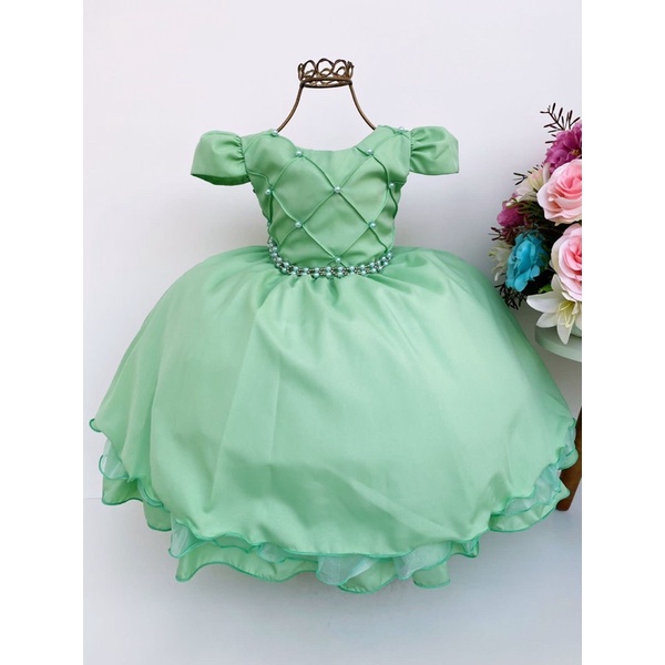 Vestido festa infantil verde hot sale agua