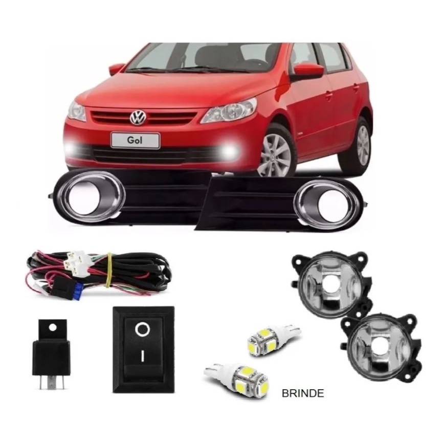 Kit Farol Milha Gol Voyage Saveiro G5 2009 2012 + Par de pingo t10 5050 5 leds