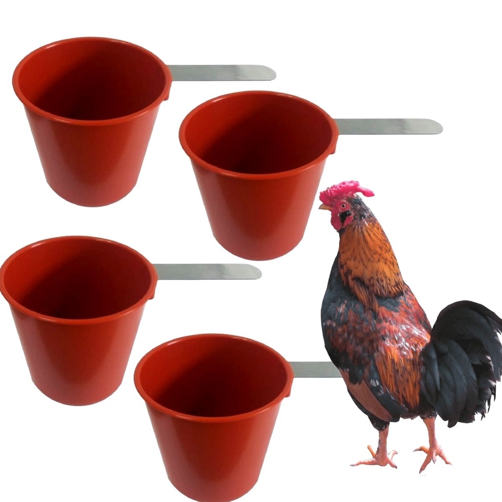 4 Caneca Comedouro e Bebedouro Para Galo Galinha Peru Codornão Faisão Galinha da Angola Viveiros e Galinheiros