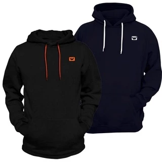 Kit 2 Blusas De Frio Moletom Fechado Com Capuz E Bolso Canguru