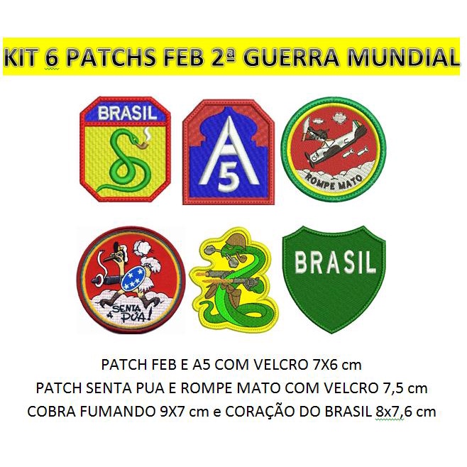 KIT 6 PATCH BORDADO FEB Oficial 2ª Guerra Mundial - FORÇA ...
