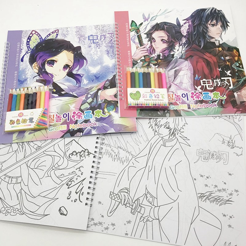 Ygt10Pages / Book Anime Demon Slayer: Quadro De Desenho Para Colorir  Kimetsu No Yaiba - Escorrega o Preço