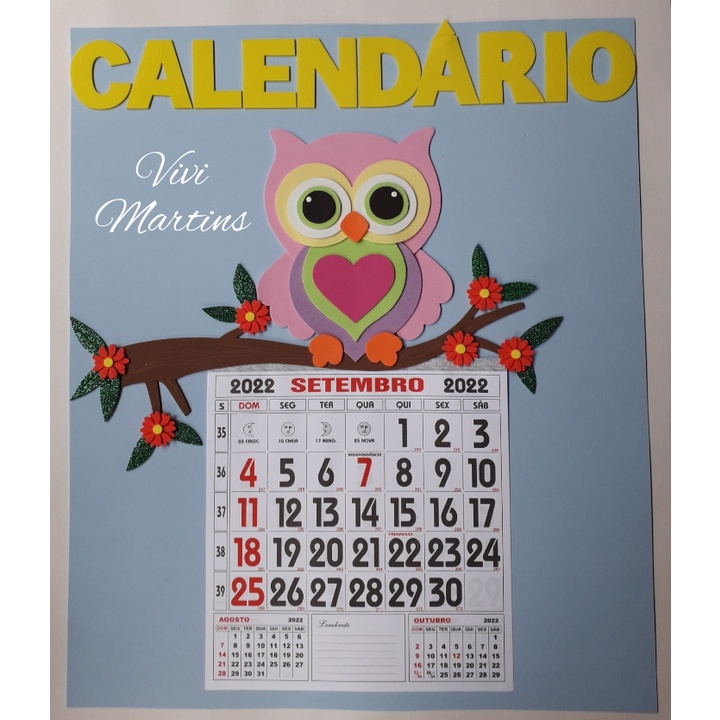 Painel Calendário Modelo 2024 Em Eva Coruja Decoração Sala De Aula ...