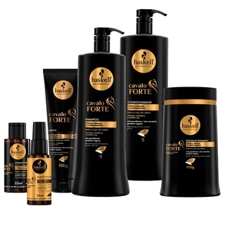 Kit Haskell Cavalo Forte completo 1L Shampoo+ Condicionador+ Máscaras 900g+ Leave-In+ Complexo+ Selante