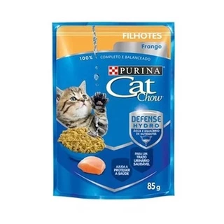 Ração Úmida Sachê Cat Chow Gatos Filhotes Frango Ao Molho 85g