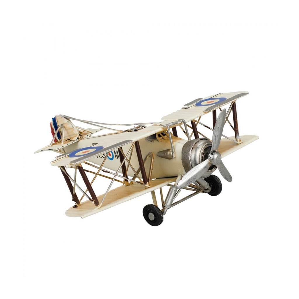 Avião Branco De Hélice 8x21x21cm Estilo Retrô - Vintage