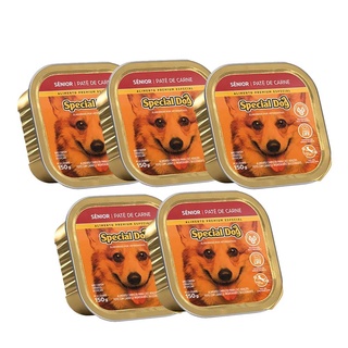 Kit 5 Ração Special Dog Patê Cães Sênior Carne 150g