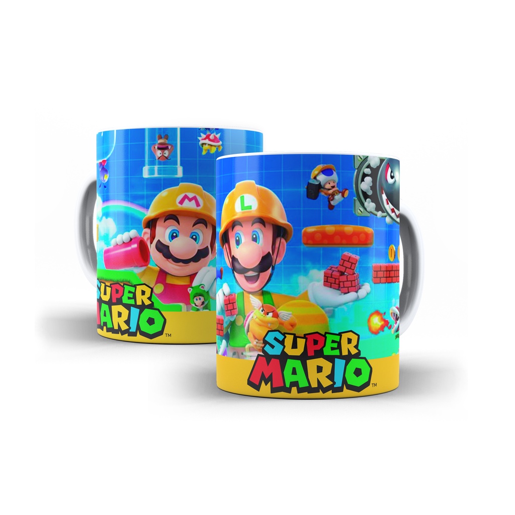 Caneca Super Mário Bros e luigi - Esmaga Tartaruga - Cerâmica