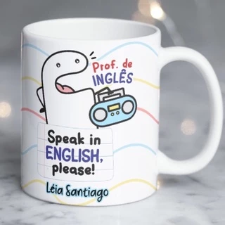 Caneca Professor de Inglês com nome FLORK Meme - Porcelana dia dos Professores ZLPRINT