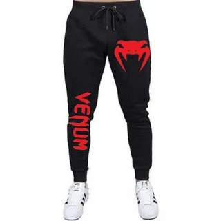 Calça Academia Jogger Moletom Preto Venum Vermelho Novidade