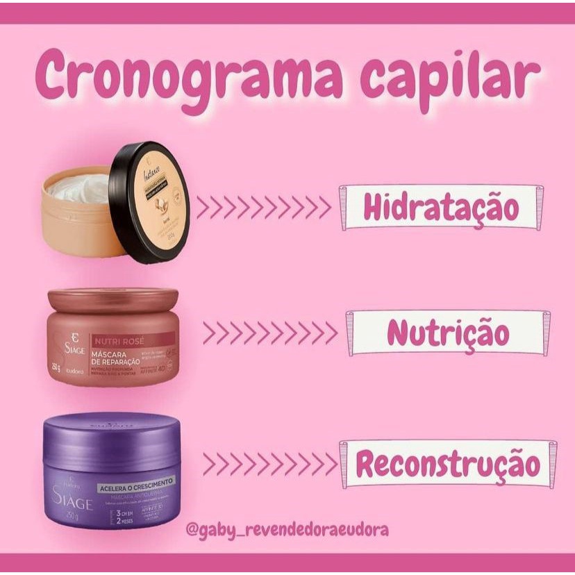 Eudora Cronograma Capilar Com 3 Mascaras Siage Nutri Rose 250 g + Acelera o Crescimento 250 g