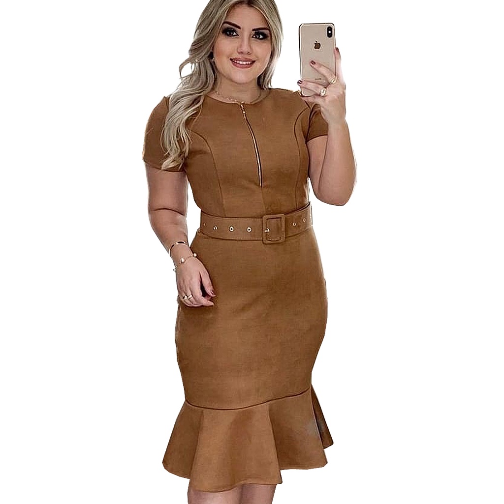 Vestido store tubinho suede