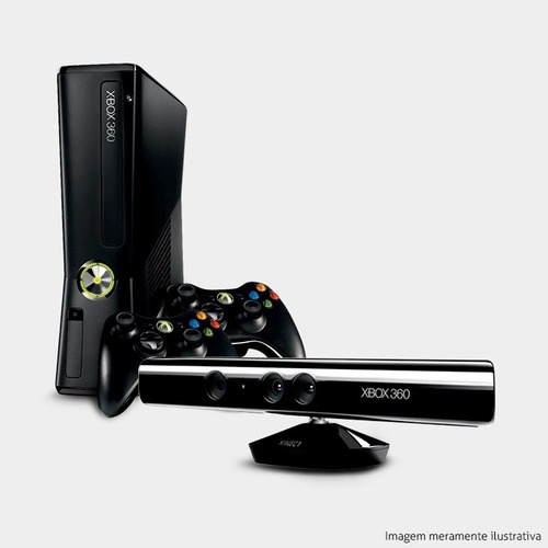 Xbox 360 4gb Preto + 1 Controle + Kinect + 1 Jogo