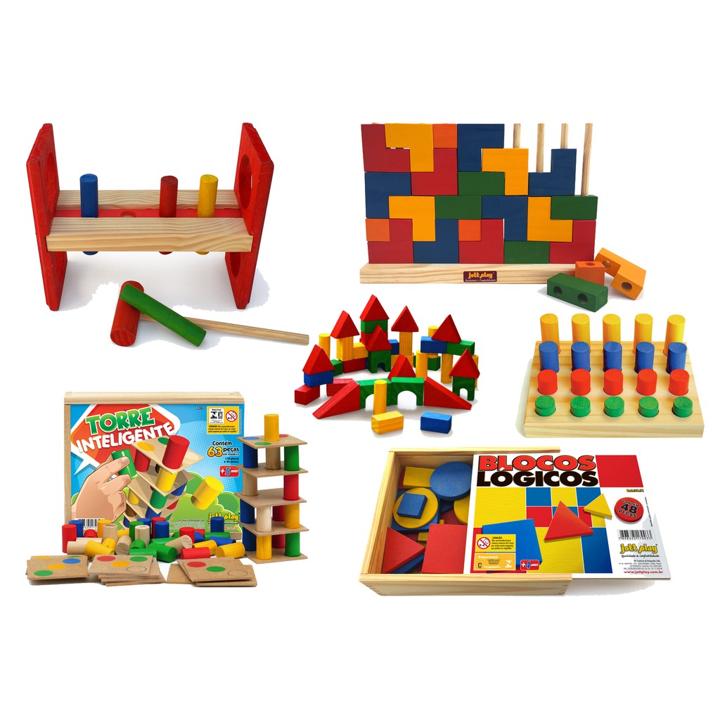 Blocos de encaixe vertical ( 25 pecas de madeira) - JottPlay - Compre  brinquedos educativos online