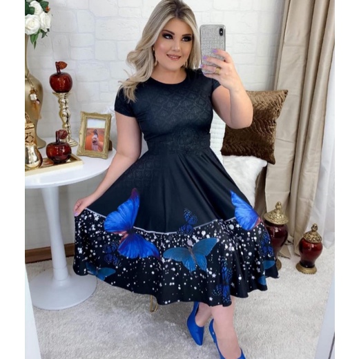 VESTIDOS EVANGÉLICOS SOCIAL RODADO GODÊ ETAMPADO | Shopee Brasil