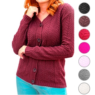 Cardigan Sólido Aberto na Frente Blusas pulôver para mulheres inverno  outono malha (Color : Khaki, Size : 7X-Large) : : Moda