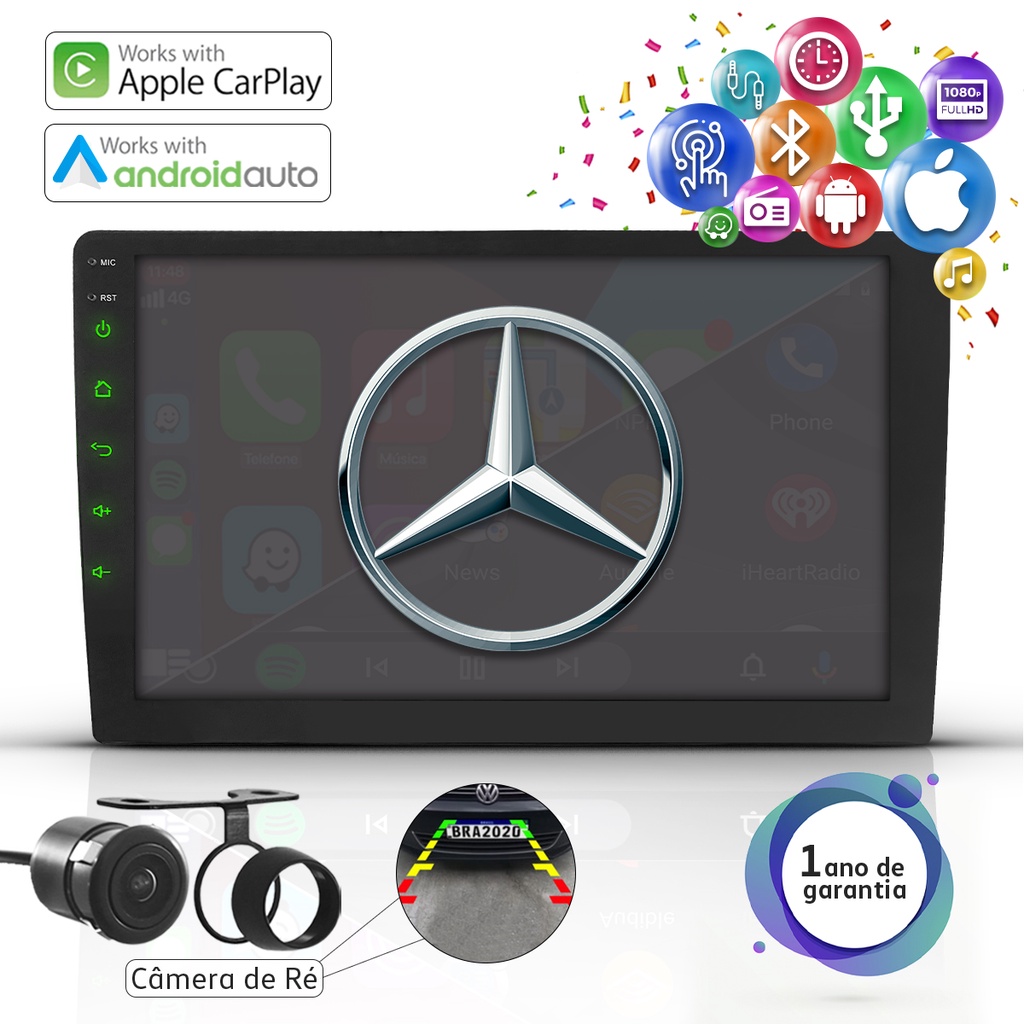 Central Multimidia 9 Polegadas Apple Carplay Android Auto Bt Mercedes ...