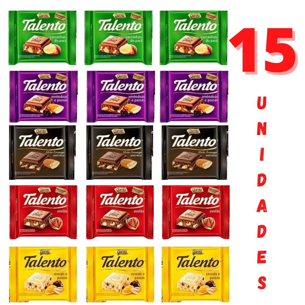 Kit C/ 15 Chocolates Talento Garoto 25g Shopee Brasil