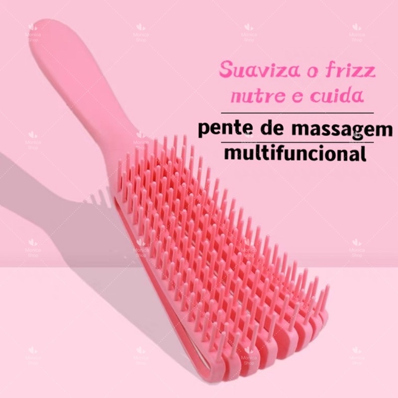 Pente De Cabelo Escova Polvo Massagem ( CORES SORTIDAS ) - Clube dos Cabelos
