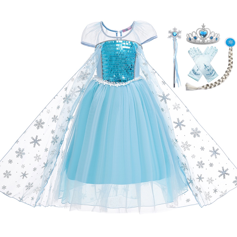 Vestido Fantasia Frozen Elsa E Anna Princesa Pronta Entrega