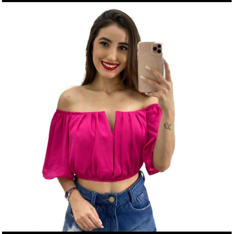 Blusa curta cheap da moda