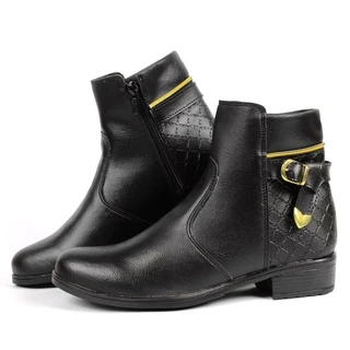 Coturno Bota Feminino Cano Curto Salto Baixo Conforto Estilo