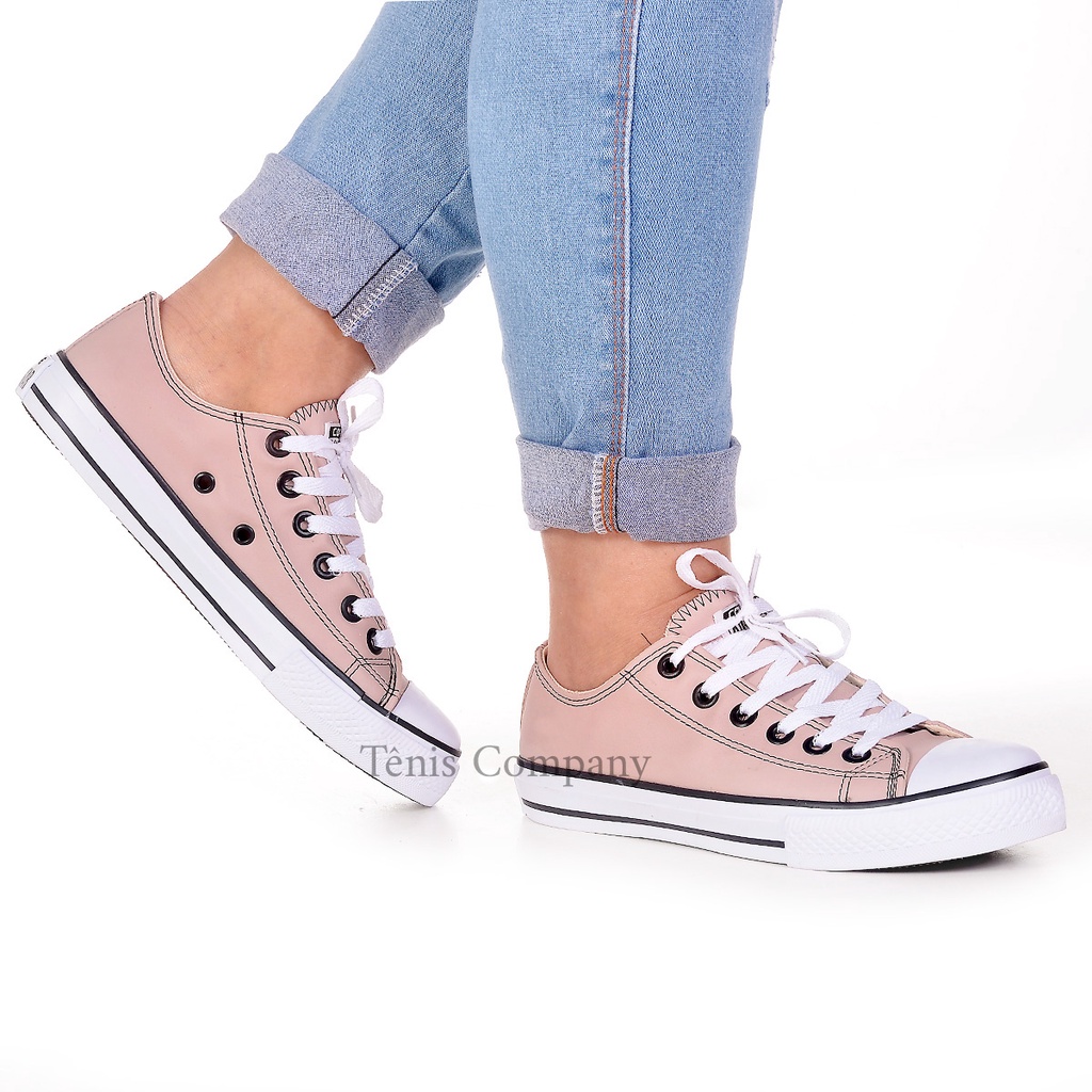 All star cheap couro rosa