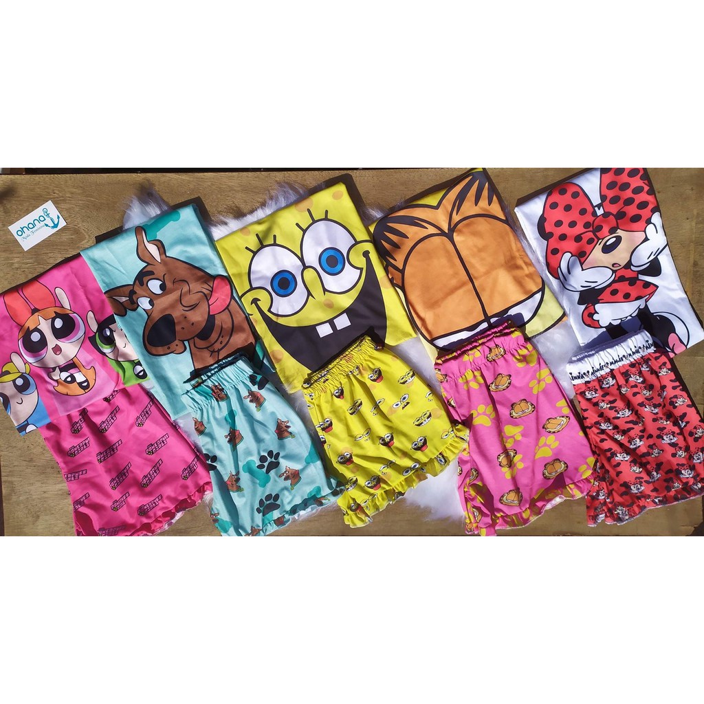 PIJAMA JUVENIL MENINAS DE CALOR VERÃO BOB ESPONJA GARFIELD MENINAS SUPER  PODEROSAS MINNIE SCOOBY DOO