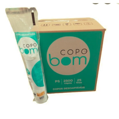 Copo Descartavel 200ml Branco - PS |COPOBOM|- 2500un