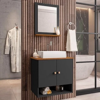Gabinete Arm Banheiro Deli 2 Portas com Cuba Torino Branca