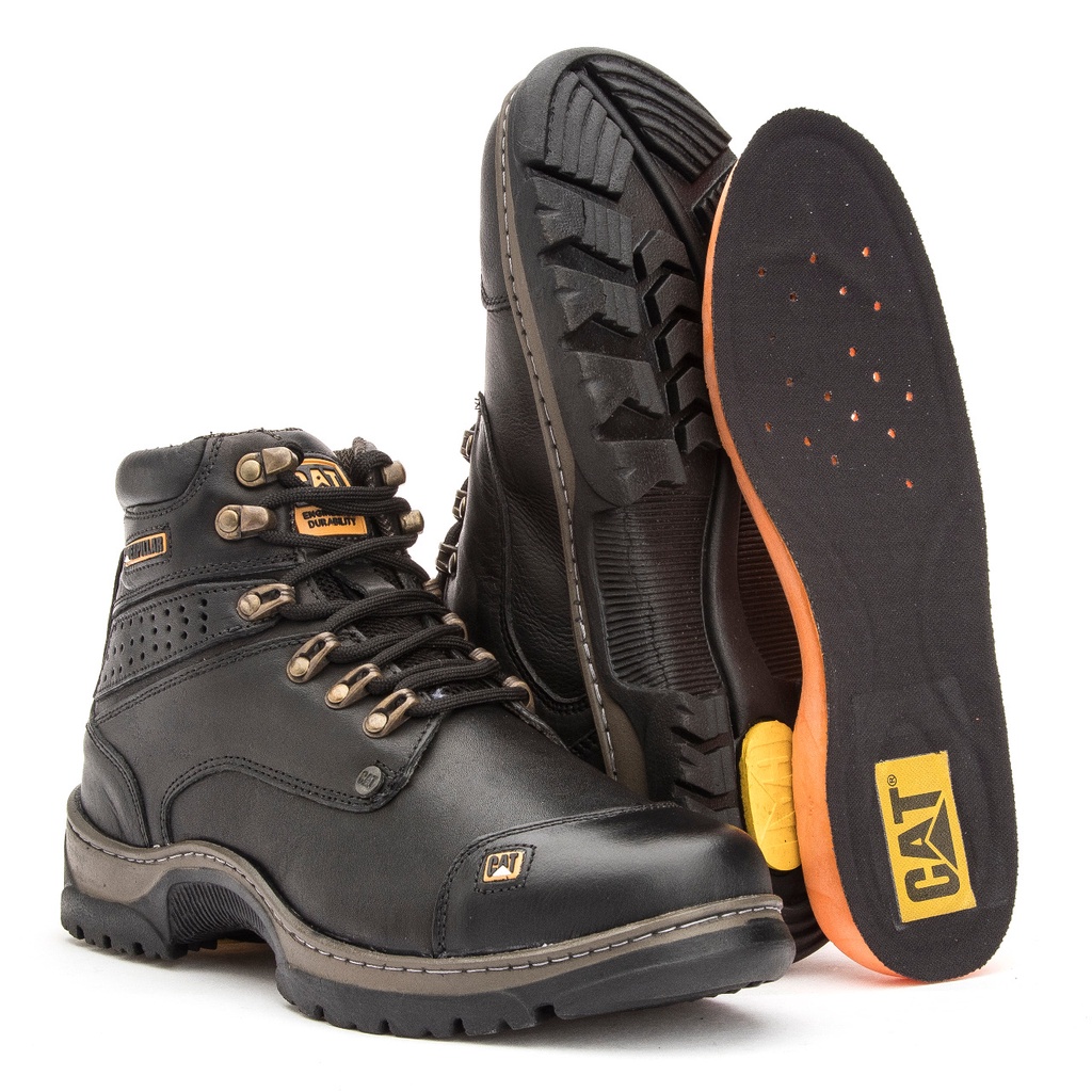 Bota Caterpillar Original Masculina palmilha a Gel Couro Legitimo Verde  Impermeável Confortável.