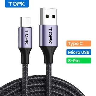 [Escolha De Valor] TOPK AN10 Cabo Carregador USB Micro Tipo C De Nylon Trançado Carregamento Rápido Para Samsung Xiaomi