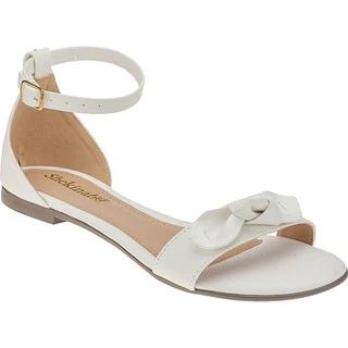 Sandália Rasteira Flat Laço Shekinah Confortável Rasteirinha Dia-a-dia Linda Tendencia Branca Branco