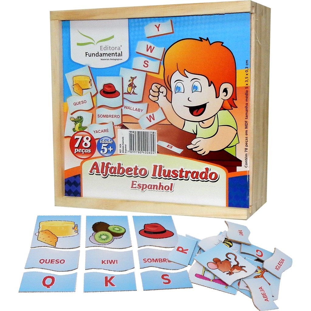 Jogo Alfabeto Ilustrado - Madeira - Marcio Artesanatos - Kits e Gifts