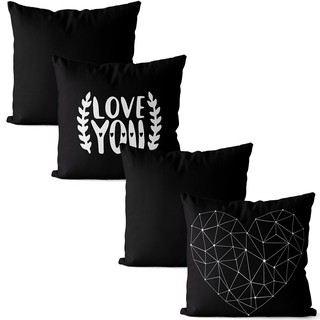 Kit 4 capas de almofadas love you