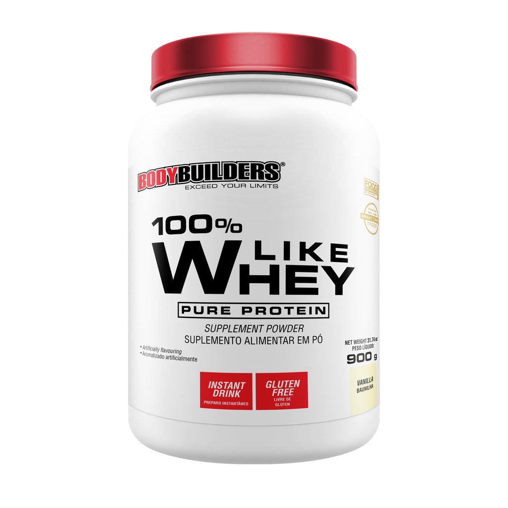 100% Like Whey Pure Protein 900g – Proteína do Soro do Leite – Bodybuilders