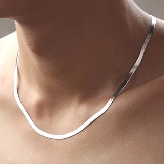Colar Prata 4mm Cobra Corrente Masculino E Mulheres Casal Jóias De Prata Esterlina Lâmina Cadeia
