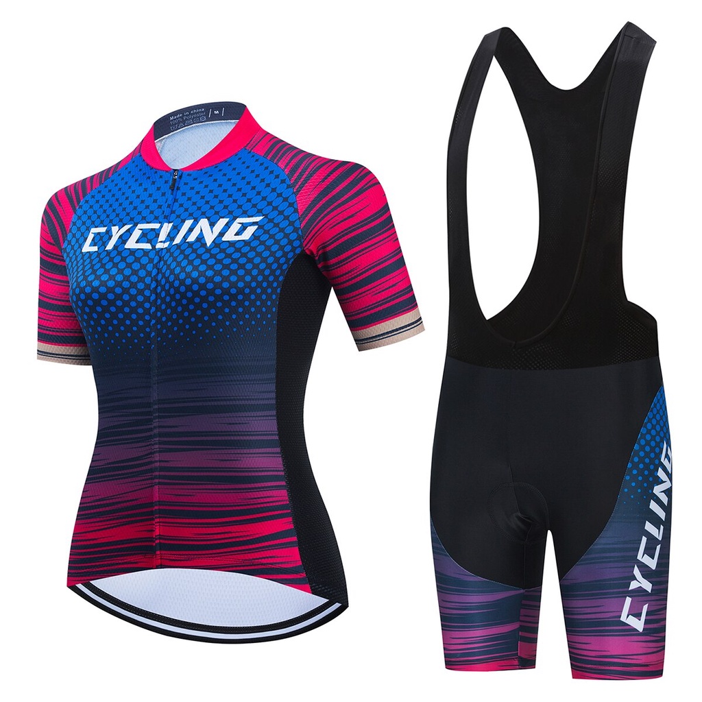 Conjunto Bretelle E Camisa Feminino Roupa Ciclismo Gel Bike R-72-4