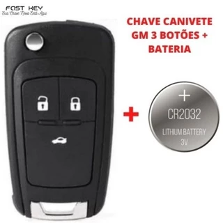 Carcaça Chave Canivete Gm Onix Prisma Cobalt Cruze Spin Carcaça 3 Botões + Bateria