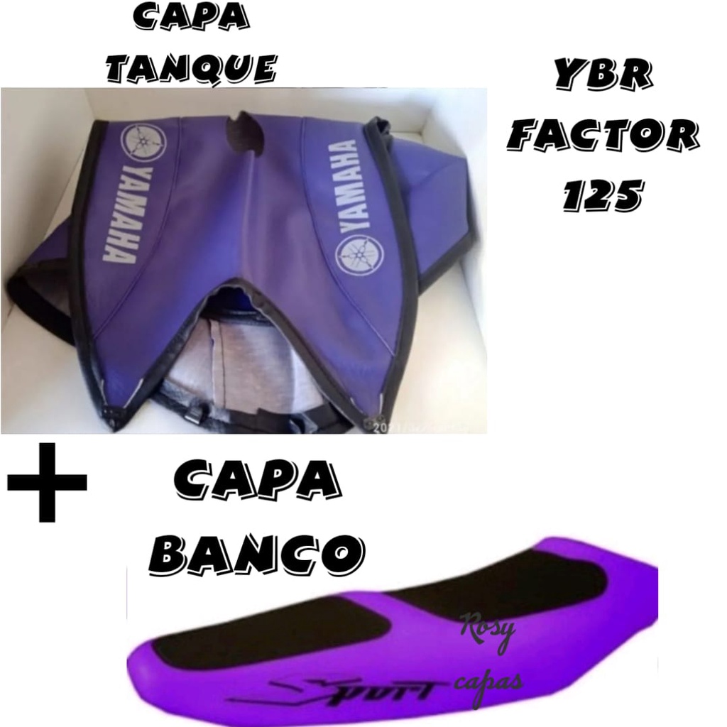 Capa Tanque + Capa Banco Sport Esportiva Ybr Factor 125 2009/2010/2011/2012/2013/2014 Roxa