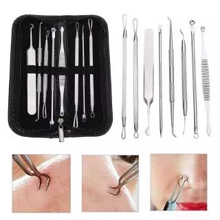 8 Pcs Aço Inoxidável Pimple Acne Conjunto Removedor De Cravo Kit De Ferramentas Agulha Pinça Blesh Whitehead Extractor Rosto Cuidados Com A Pele