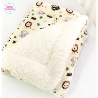 Cobertor Duplo do Bebê Manta Carneirinho Safari - Coberta Fleece Grossa 100x75 Antialérgica