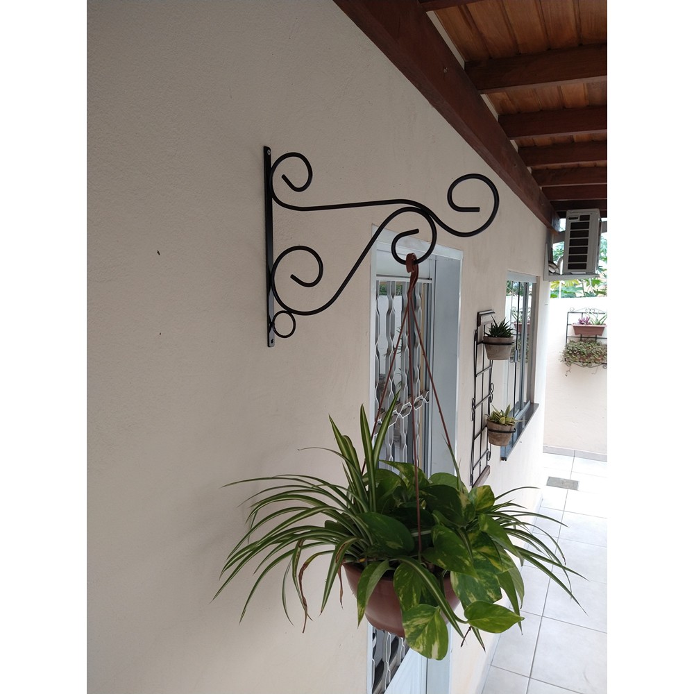 Gancho Suporte Para Plantas Parede 35 cm Preto | Shopee Brasil